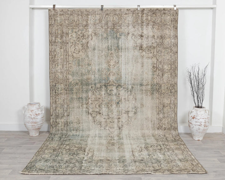 Blue Turkish Oushak Rug 6' 11" x 10' 10" Hand-Knotted | No. VR67308