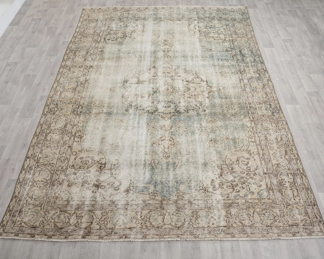 Blue Turkish Oushak Rug 6' 11" x 10' 10" Hand-Knotted | No. VR67308