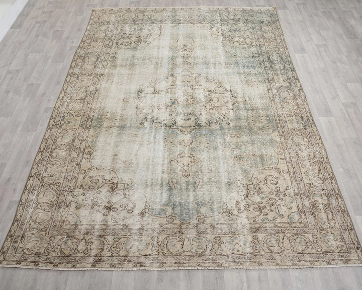 Blue Turkish Oushak Rug 6' 11" x 10' 10" Hand-Knotted | No. VR67308