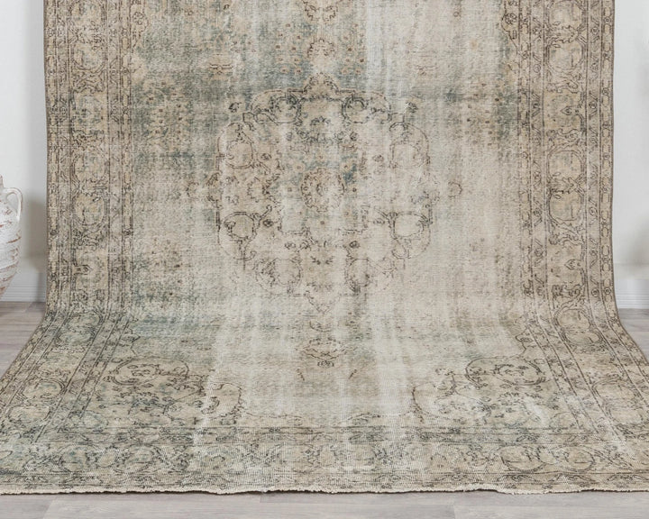 Blue Turkish Oushak Rug 6' 11" x 10' 10" Hand-Knotted | No. VR67308