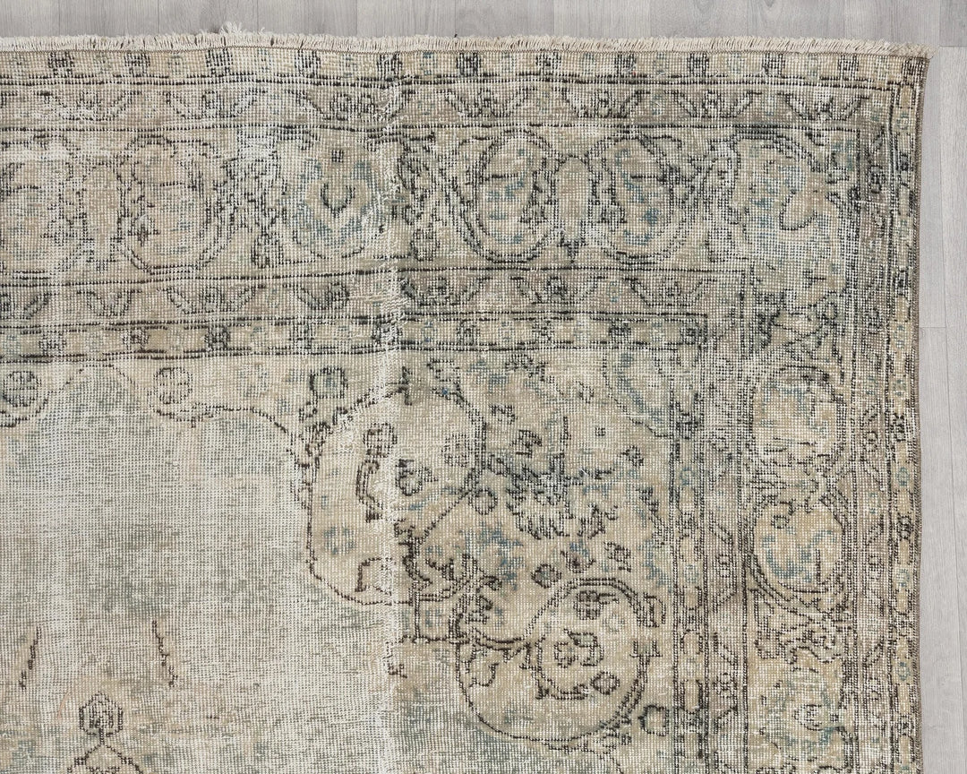 Blue Turkish Oushak Rug 6' 11" x 10' 10" Hand-Knotted | No. VR67308