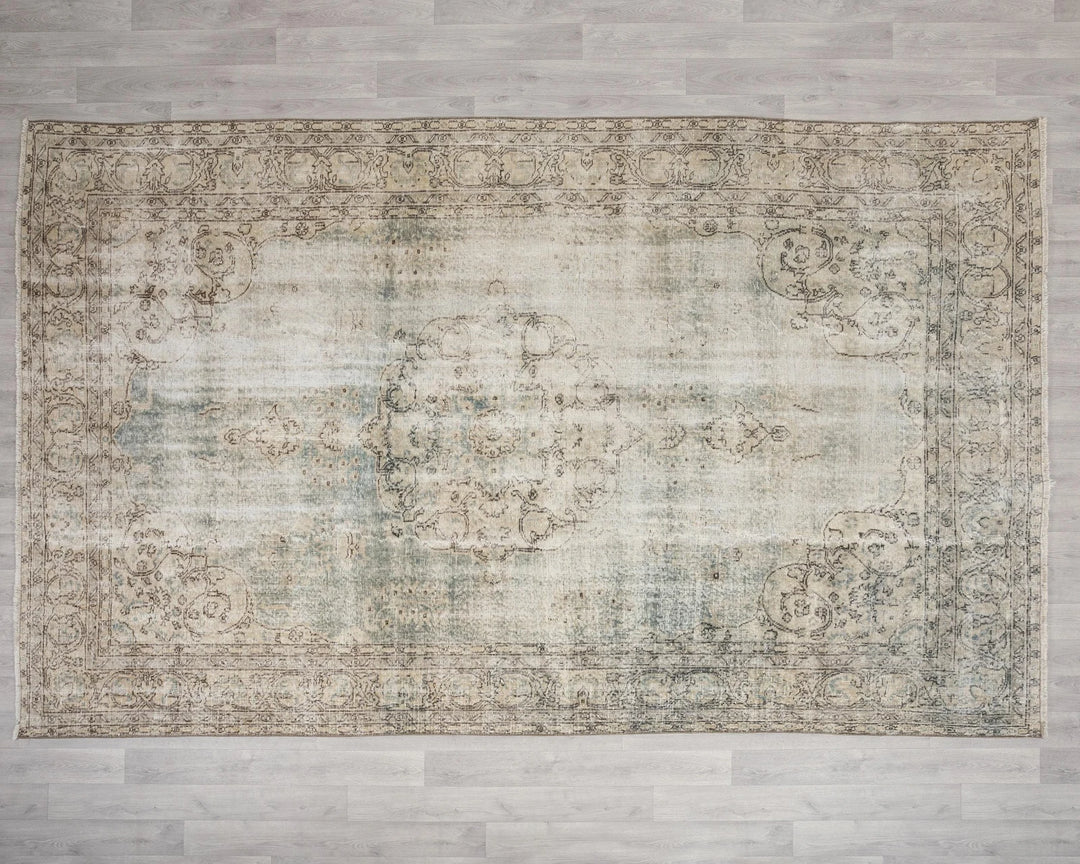 Blue Turkish Oushak Rug 6' 11" x 10' 10" Hand-Knotted | No. VR67308