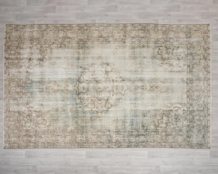 Blue Turkish Oushak Rug 6' 11" x 10' 10" Hand-Knotted | No. VR67308