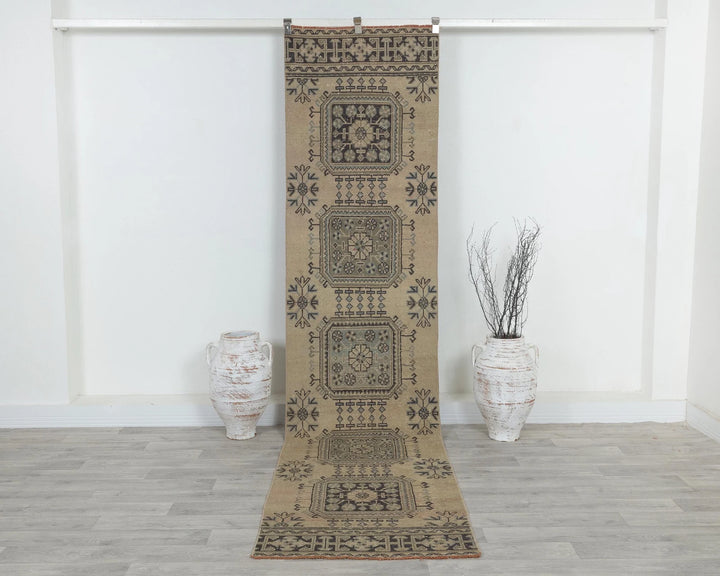 Blue Turkish Oushak Rug 2'7" x 10'10" Hand-Knotted