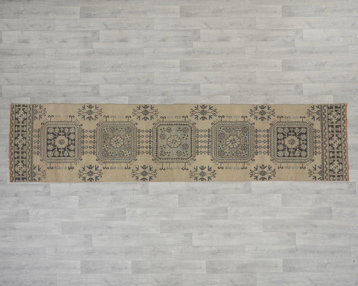 Blue Turkish Oushak Rug 2'7" x 10'10" Hand-Knotted view 9