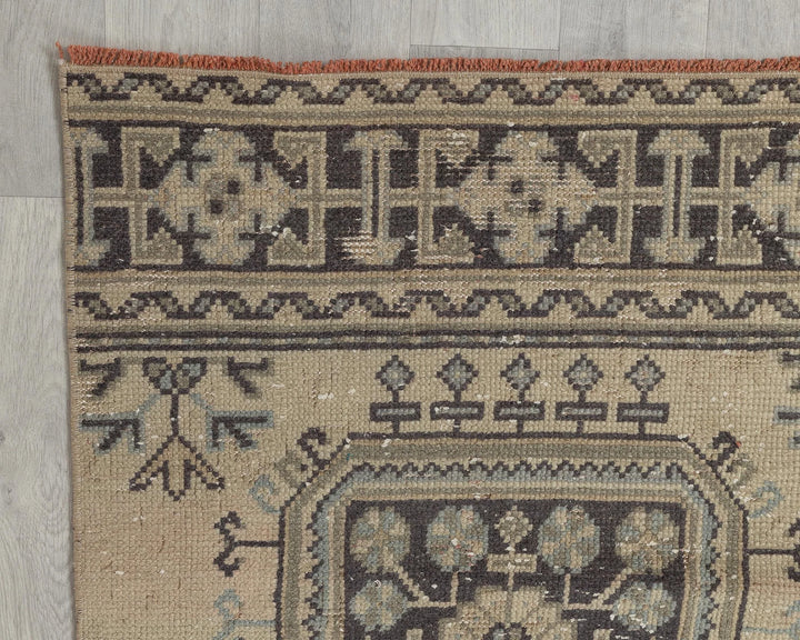 Blue Turkish Oushak Rug 2'7" x 10'10" Hand-Knotted border