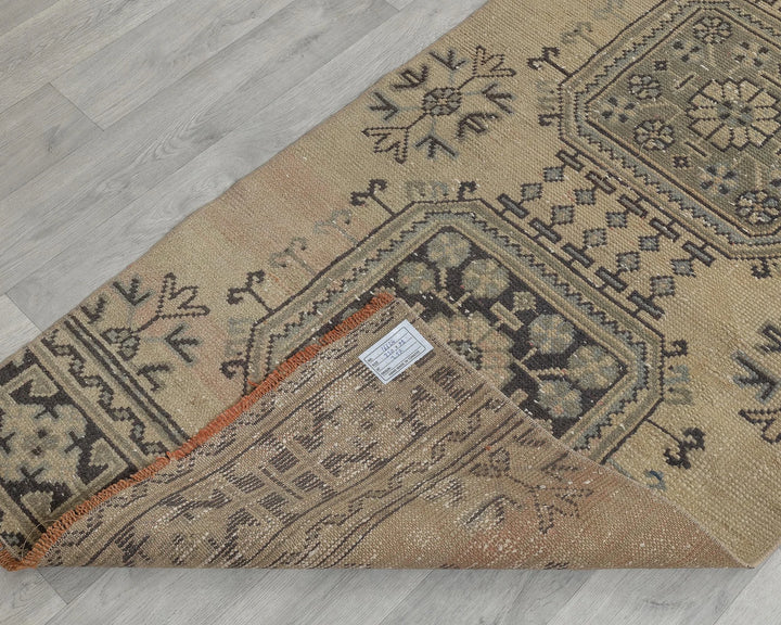 Blue Turkish Oushak Rug 2'7" x 10'10" Hand-Knotted texture