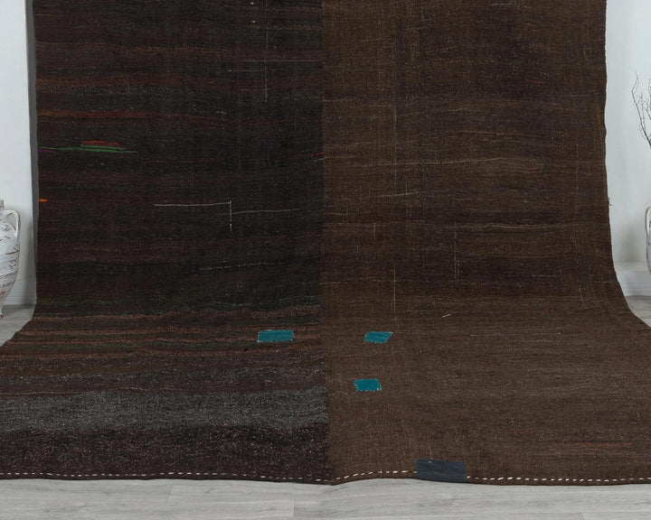 Brown Turkish Kilim Rug 8' 10" x 11' 10" Flat-Weave view