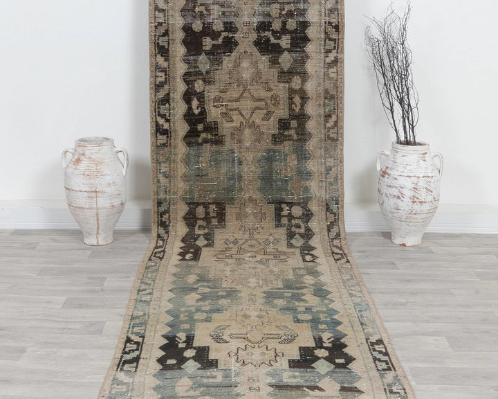 Multicolor Turkish Oushak Rug 3' 5" x 14' 6" Hand-Knotted | No. VR67646