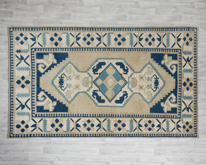Blue Turkish Oushak Rug 6' 11" x 11' Hand-Knotted | No. VR67874
