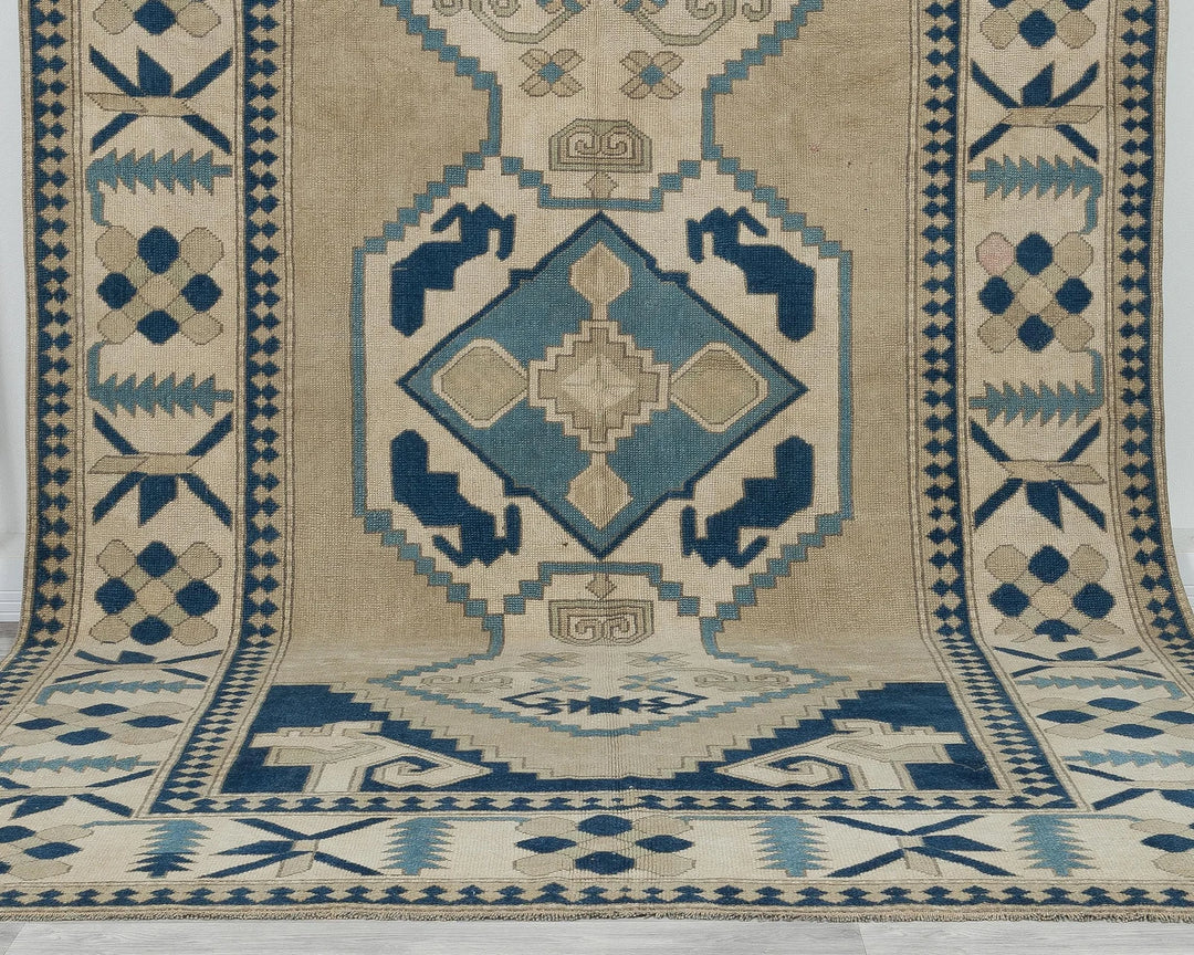 Blue Turkish Oushak Rug 6' 11" x 11' Hand-Knotted | No. VR67874