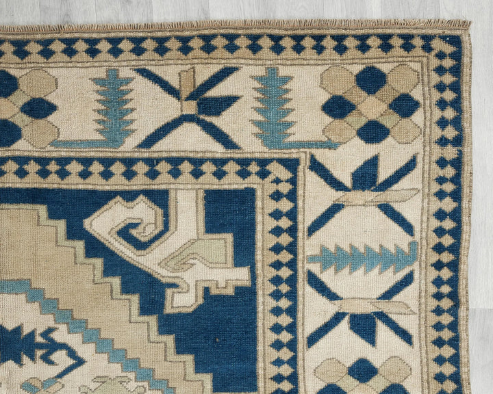 Blue Turkish Oushak Rug 6' 11" x 11' Hand-Knotted | No. VR67874