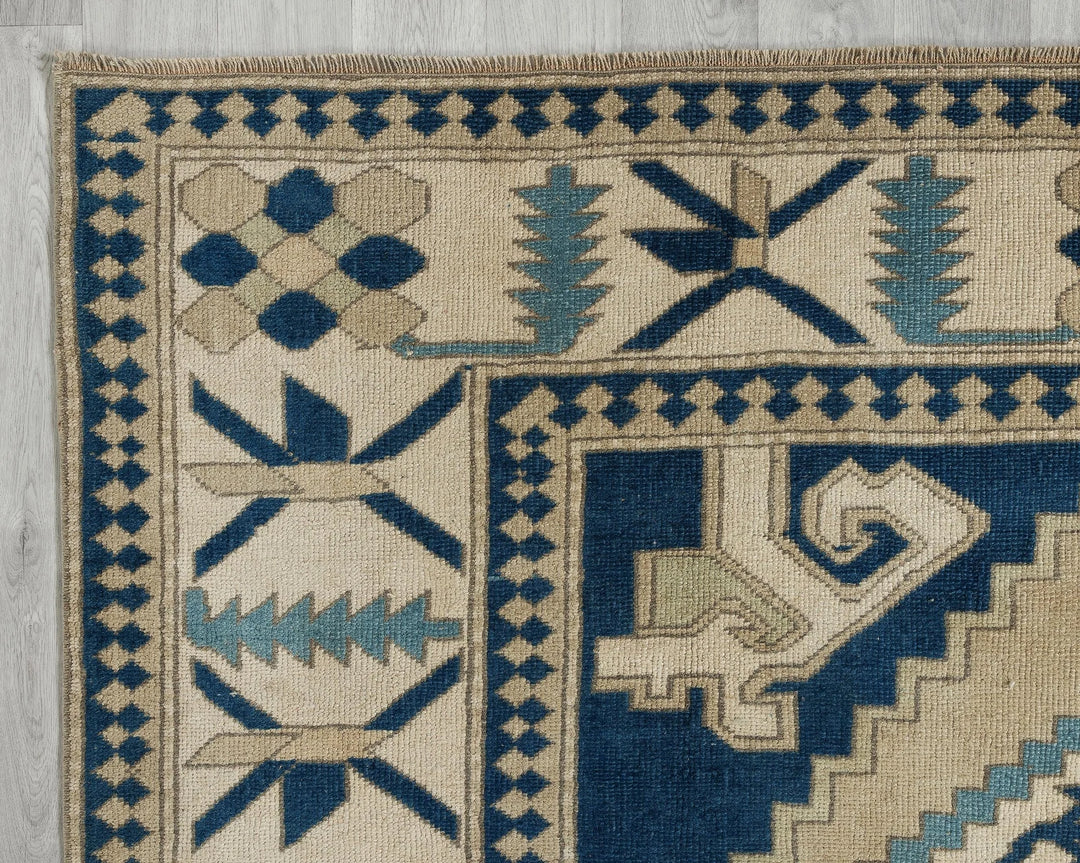 Blue Turkish Oushak Rug 6' 11" x 11' Hand-Knotted | No. VR67874