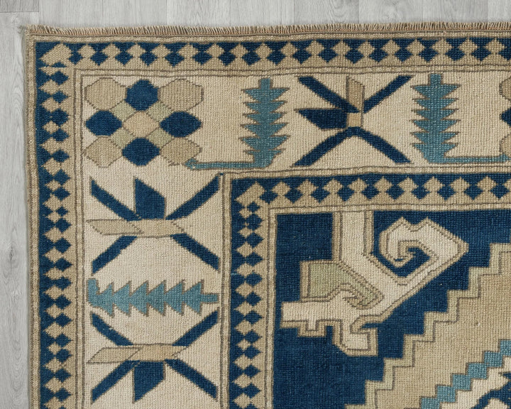 Blue Turkish Oushak Rug 6' 11" x 11' Hand-Knotted | No. VR67874