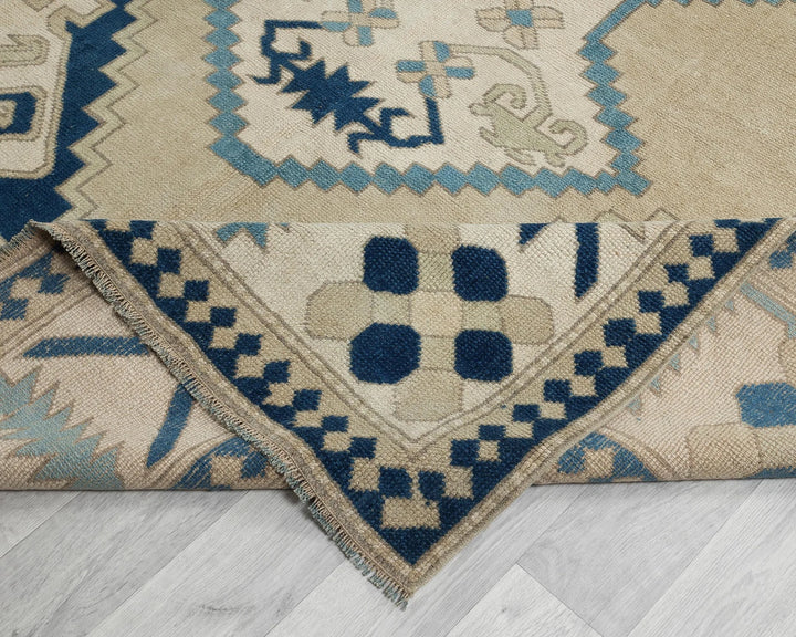 Blue Turkish Oushak Rug 6' 11" x 11' Hand-Knotted | No. VR67874