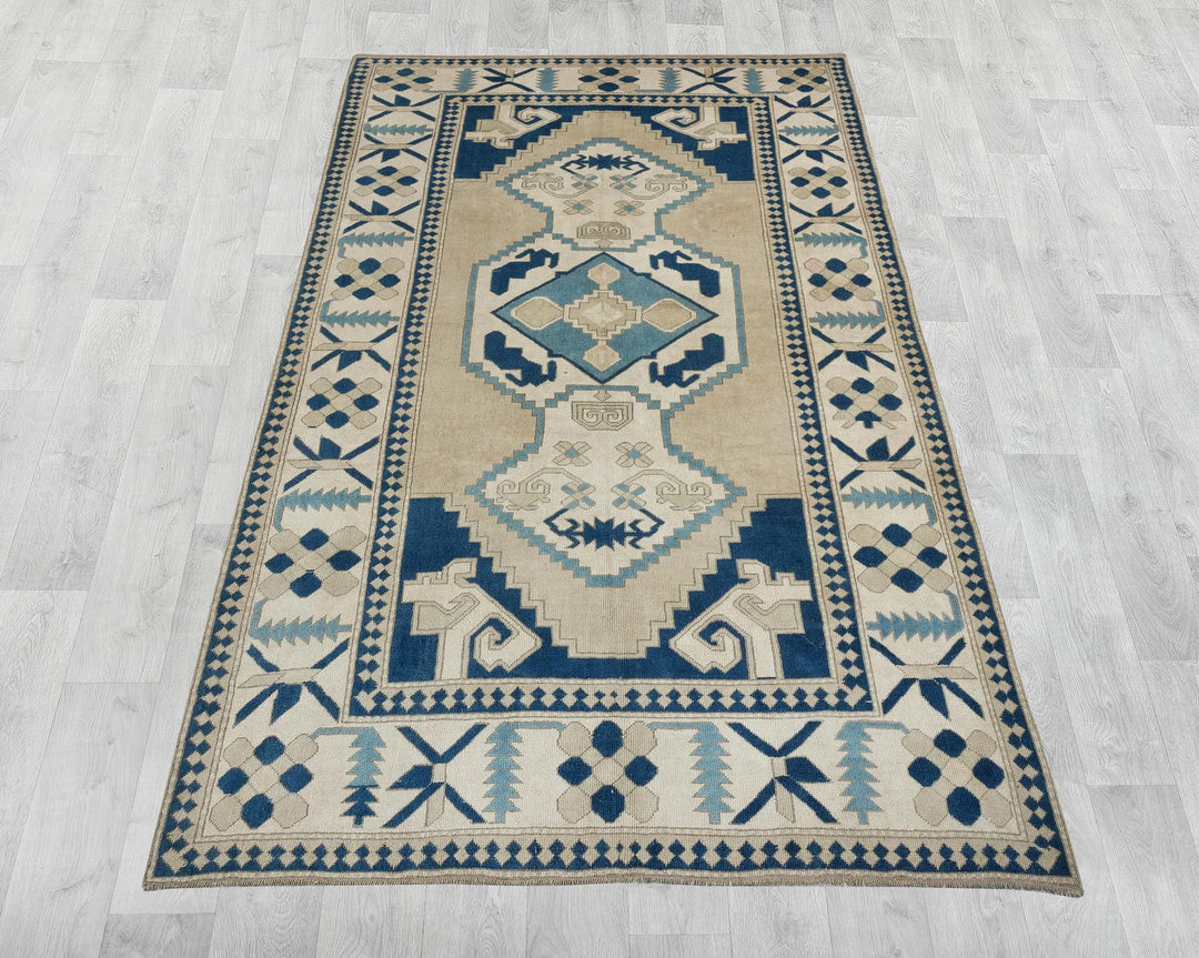 Blue Turkish Oushak Rug 6' 11" x 11' Hand-Knotted | No. VR67874