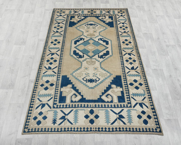 Blue Turkish Oushak Rug 6' 11" x 11' Hand-Knotted | No. VR67874