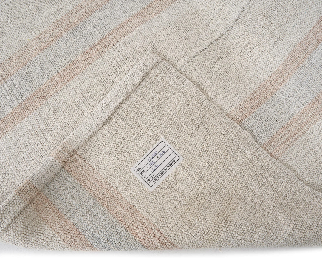 White Turkish Kilim Rug 5' 8" x 8' 1" Flat-Weave | No. VR68005