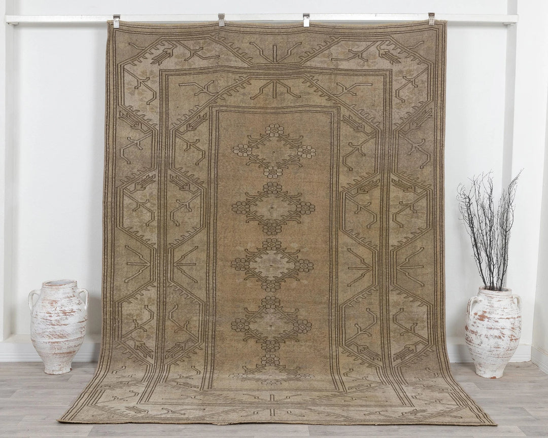 Multicolor Turkish Oushak Rug 6' 9" x 9' 1" Hand-Knotted | No. VR68061