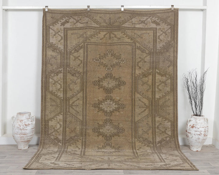 Multicolor Turkish Oushak Rug 6' 9" x 9' 1" Hand-Knotted | No. VR68061
