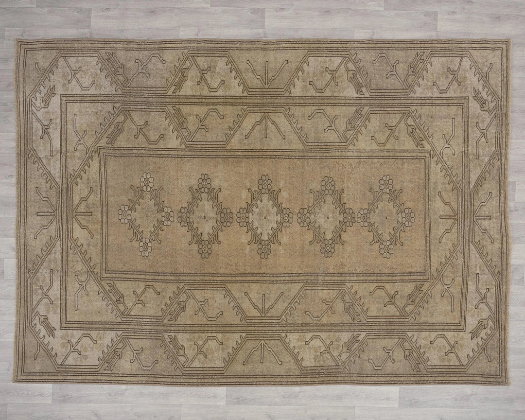 Multicolor Turkish Oushak Rug 6' 9" x 9' 1" Hand-Knotted | No. VR68061