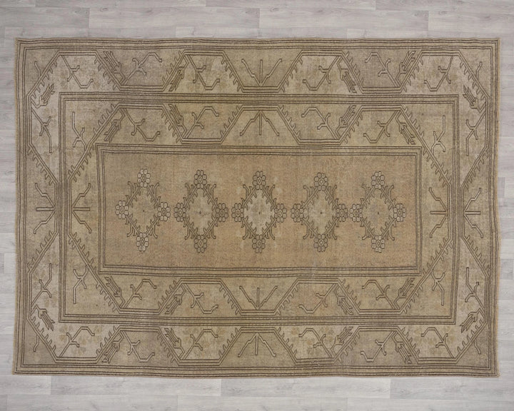 Multicolor Turkish Oushak Rug 6' 9" x 9' 1" Hand-Knotted | No. VR68061