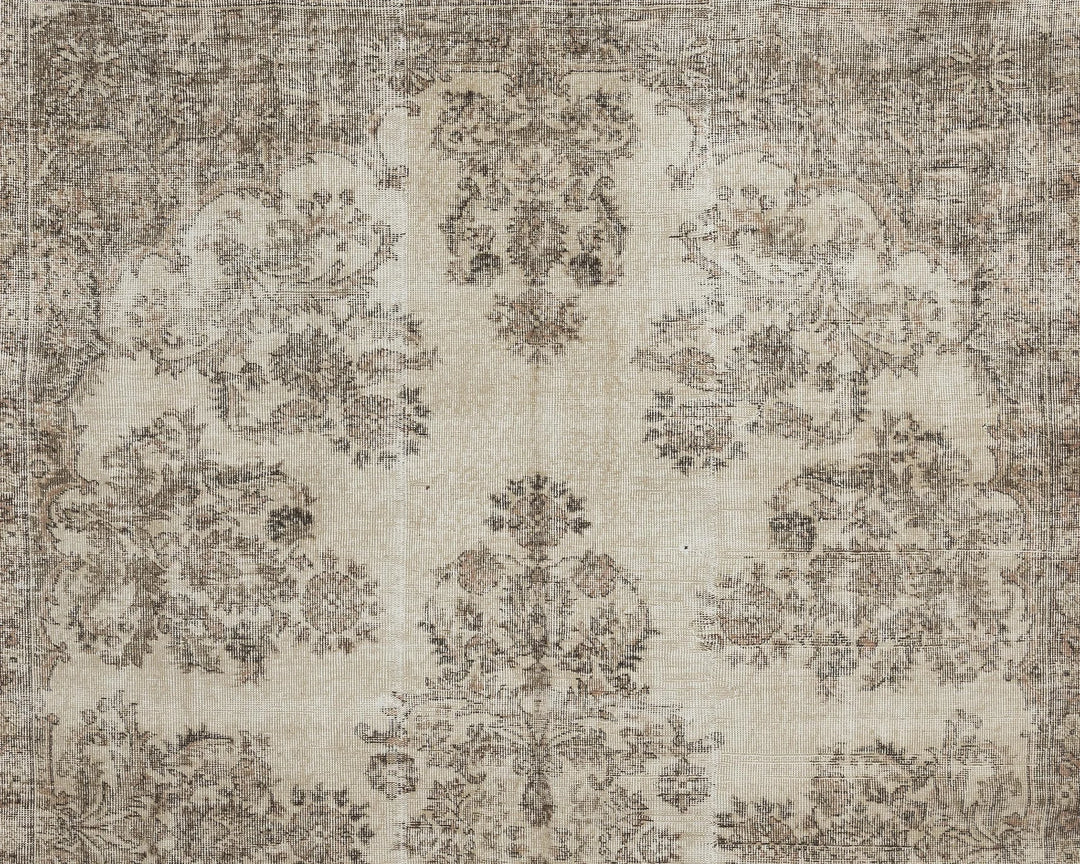 Beige Turkish Oushak Rug 6' 5" x 10' Hand-Knotted | No. VR68215