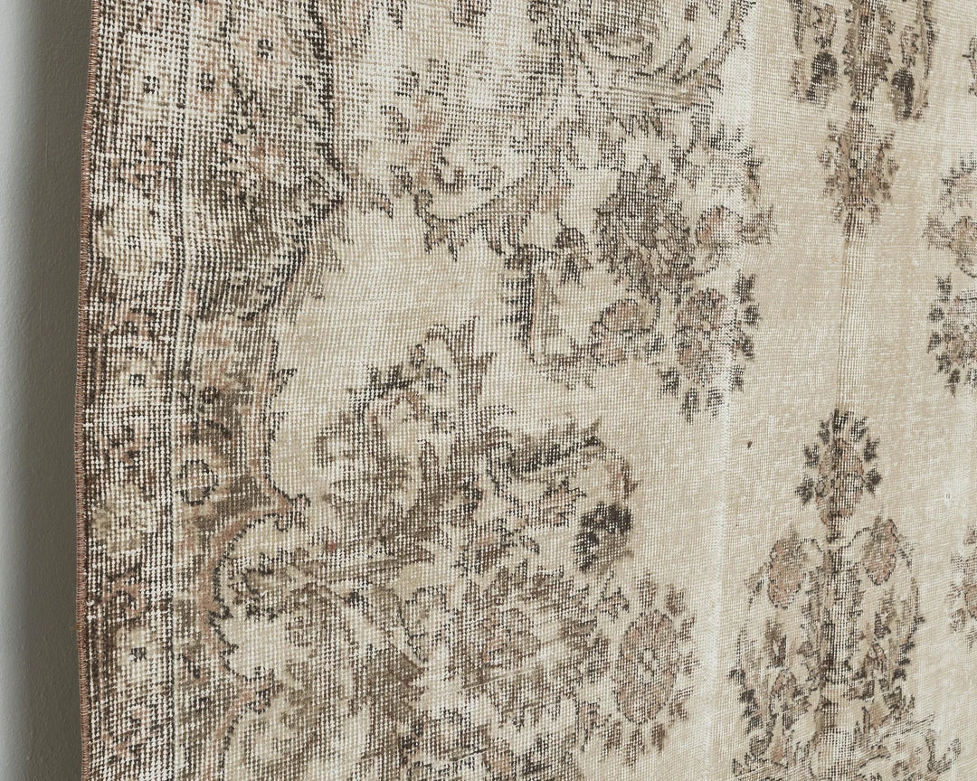 Beige Turkish Oushak Rug 6' 5" x 10' Hand-Knotted | No. VR68215