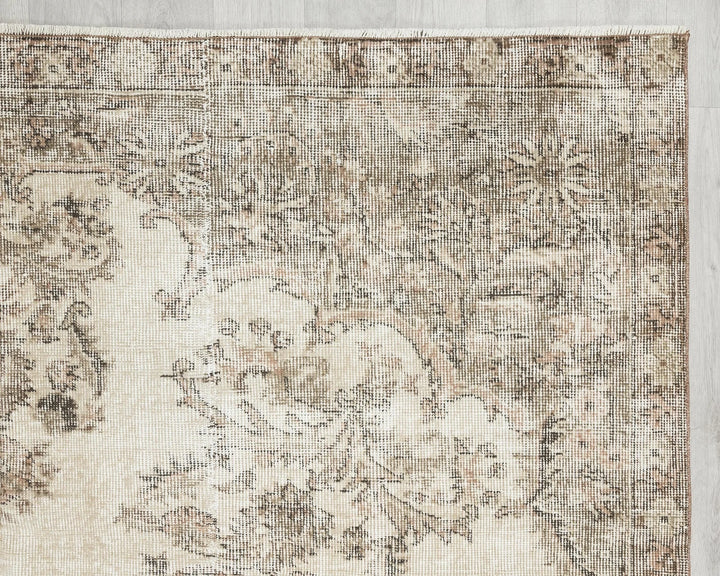 Beige Turkish Oushak Rug 6' 5" x 10' Hand-Knotted | No. VR68215
