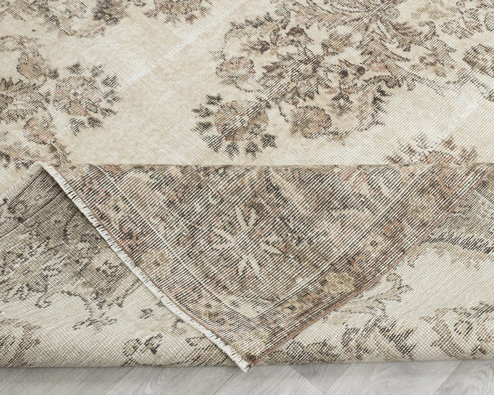 Beige Turkish Oushak Rug 6' 5" x 10' Hand-Knotted | No. VR68215
