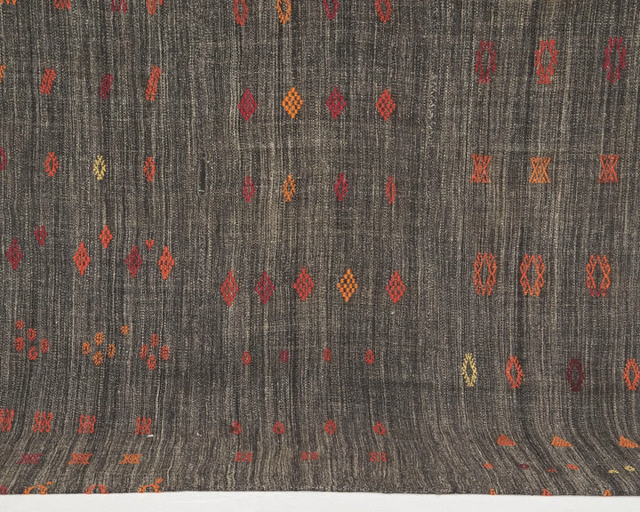 Brown Turkish Kilim Rug 6' 7" x 8' Flat-Weave | No. VR68238