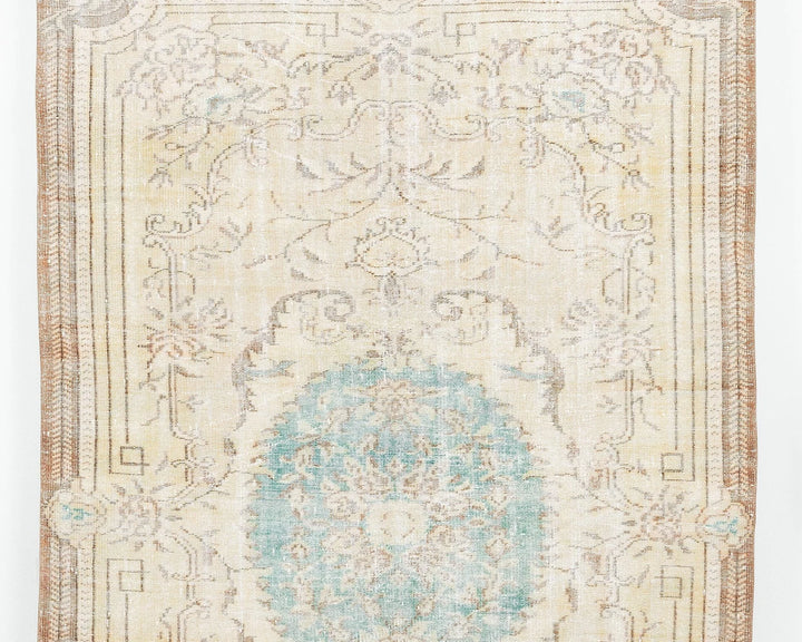 Beige Turkish Oushak Rug 5' 7" x 8' 10" Hand-Knotted | No. VR68335