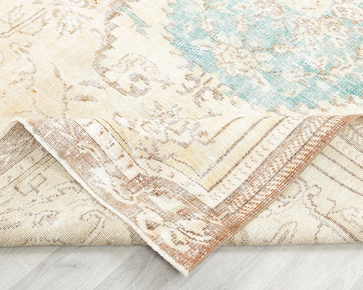 Beige Turkish Oushak Rug 5' 7" x 8' 10" Hand-Knotted | No. VR68335
