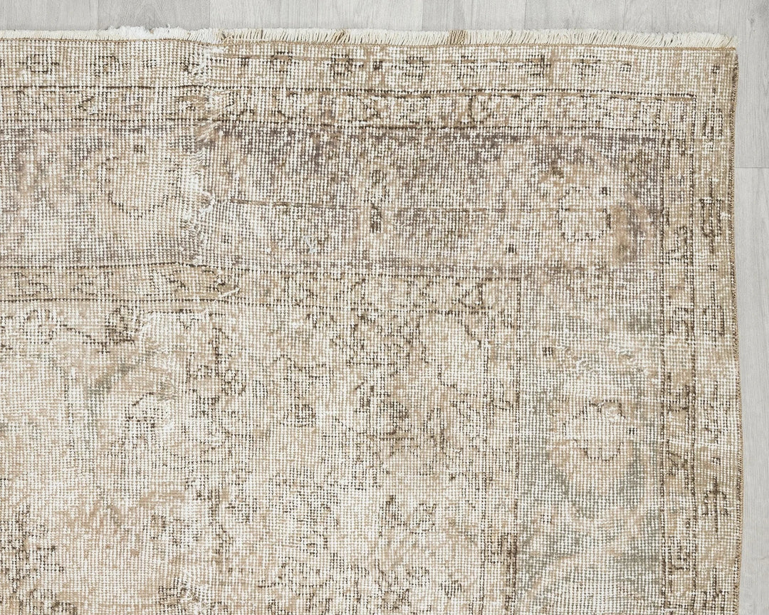 Beige Turkish Oushak Rug 6' 9" x 10' Hand-Knotted | No. VR68568