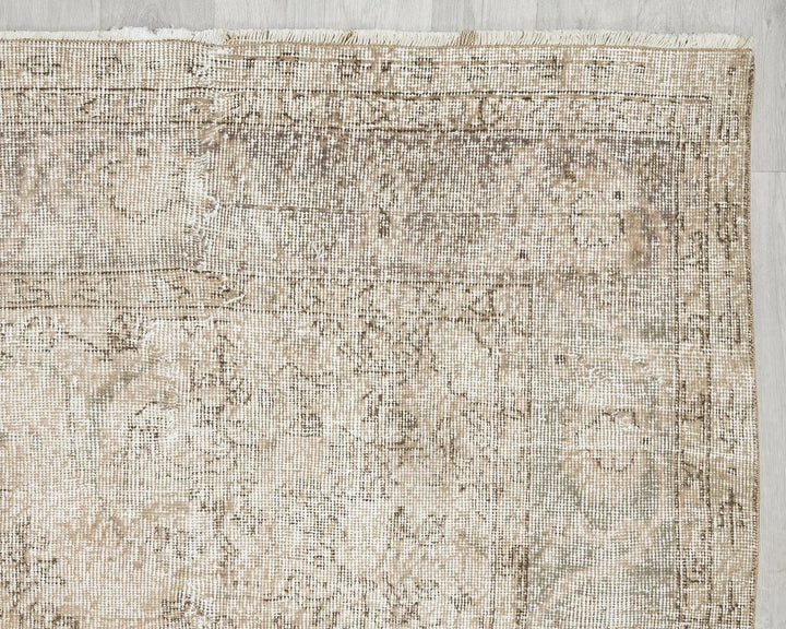 Beige Turkish Oushak Rug 6' 9" x 10' Hand-Knotted | No. VR68568