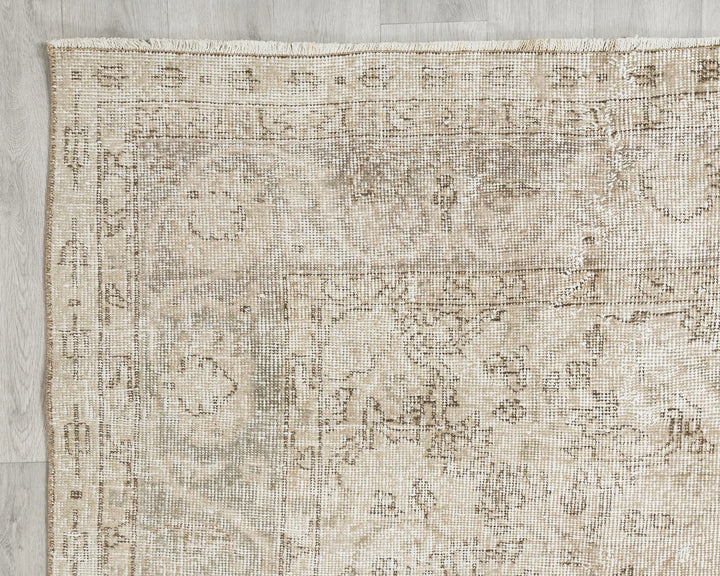 Beige Turkish Oushak Rug 6' 9" x 10' Hand-Knotted | No. VR68568