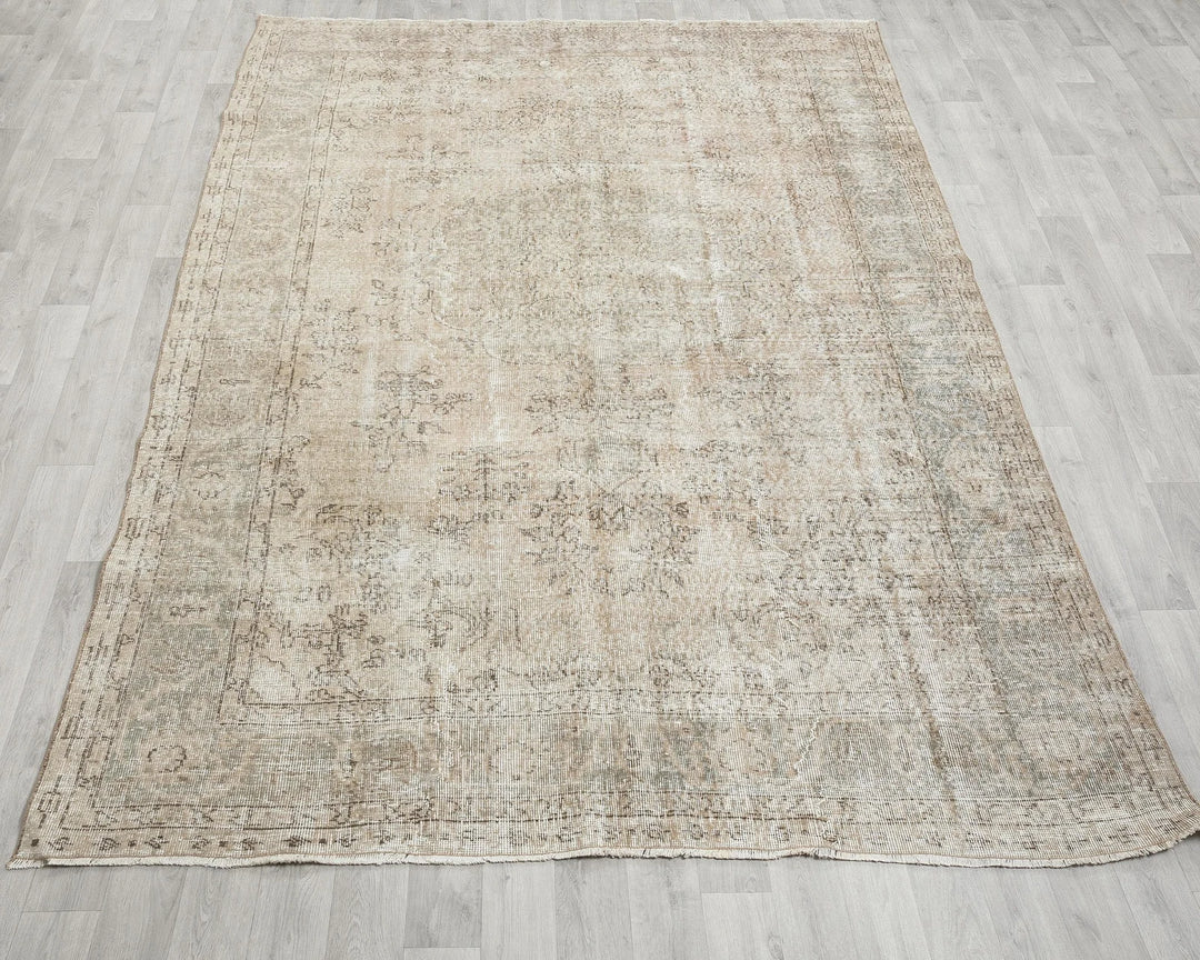 Beige Turkish Oushak Rug 6' 9" x 10' Hand-Knotted | No. VR68568
