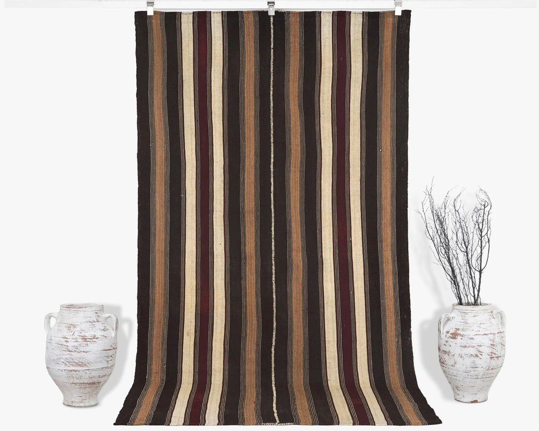 Brown Turkish Kilim Rug 4' 10" x 8' 2" Flat-Weave | No. VR68733