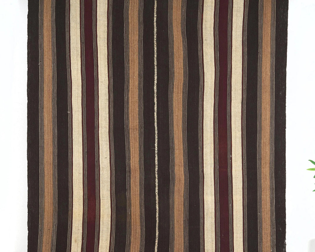 Brown Turkish Kilim Rug 4' 10" x 8' 2" Flat-Weave | No. VR68733