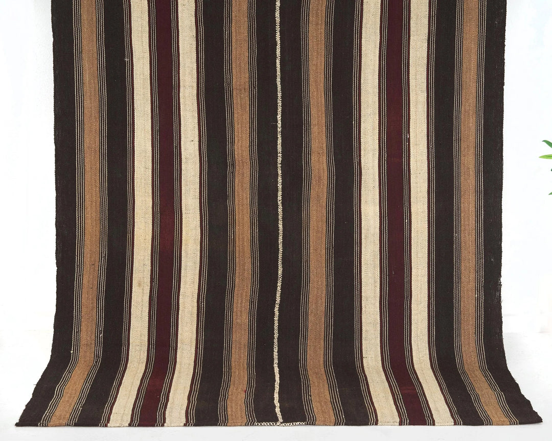 Brown Turkish Kilim Rug 4' 10" x 8' 2" Flat-Weave | No. VR68733