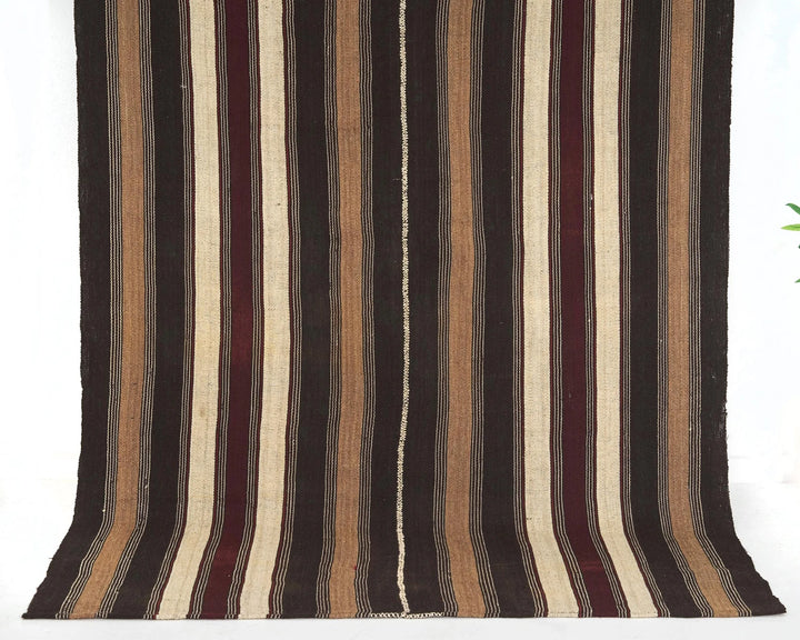 Brown Turkish Kilim Rug 4' 10" x 8' 2" Flat-Weave | No. VR68733