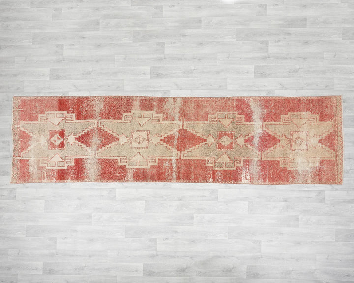 Red Turkish Oushak Rug 2'10" x 10'4" Hand-Knotted | No. VR69127