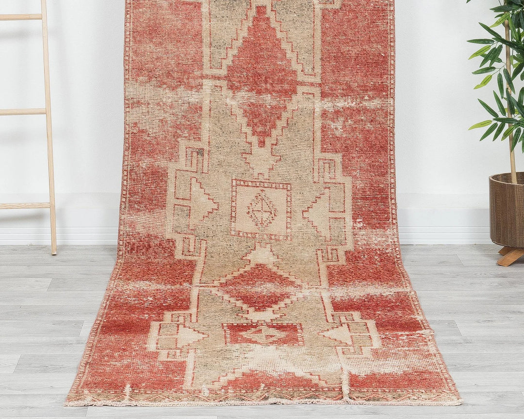 Red Turkish Oushak Rug 2'10" x 10'4" Hand-Knotted | No. VR69127