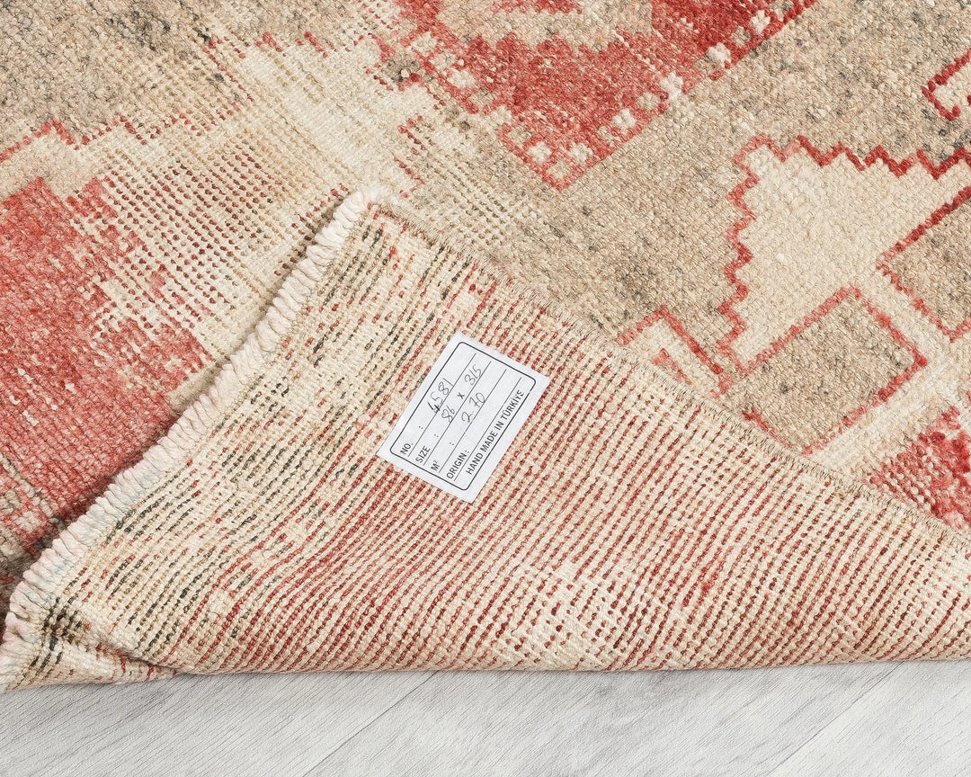 Red Turkish Oushak Rug 2'10" x 10'4" Hand-Knotted | No. VR69127