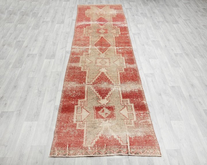 Red Turkish Oushak Rug 2'10" x 10'4" Hand-Knotted | No. VR69127