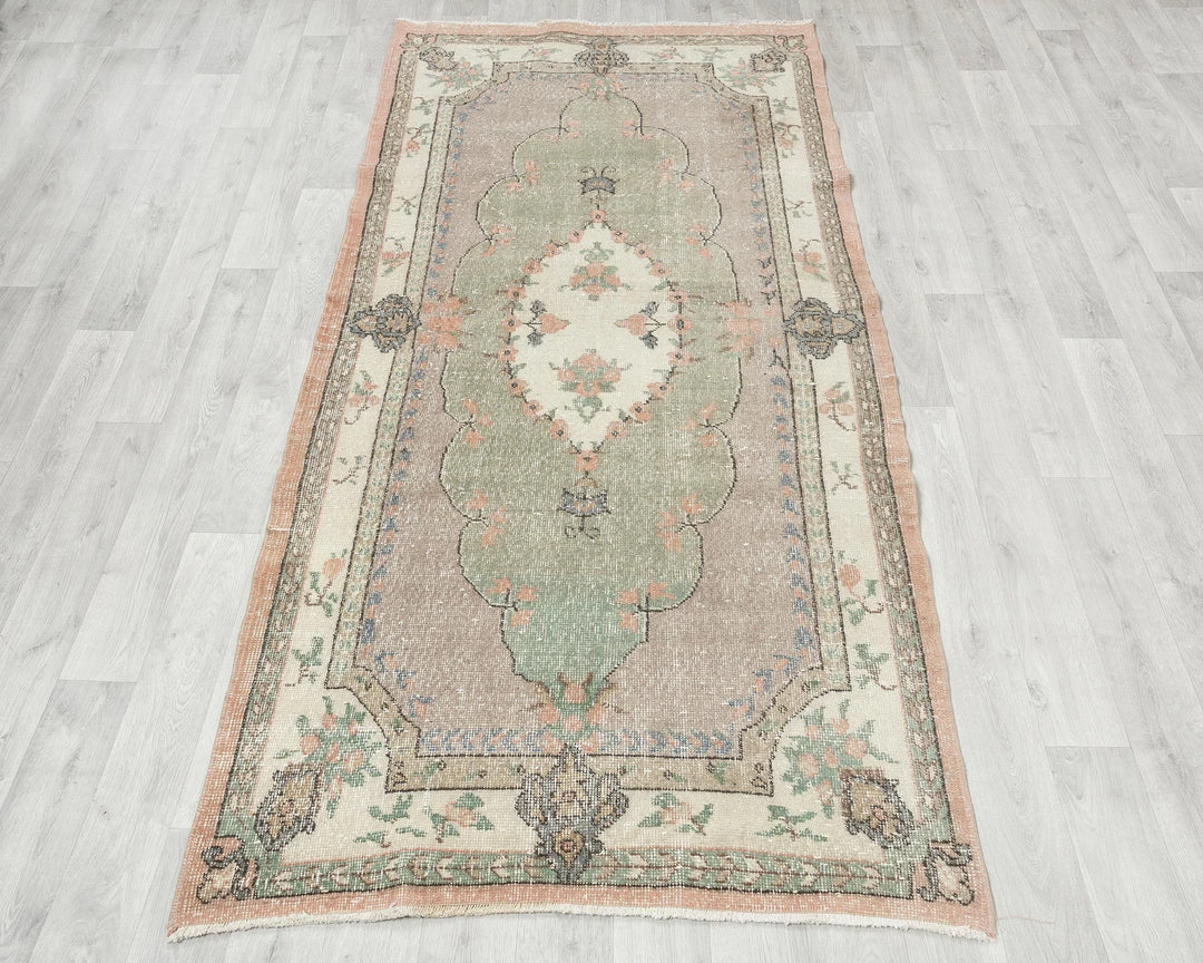 Multicolor Turkish Oushak Rug 7' 9" x 3' 9" Hand-Knotted | No. VR69224