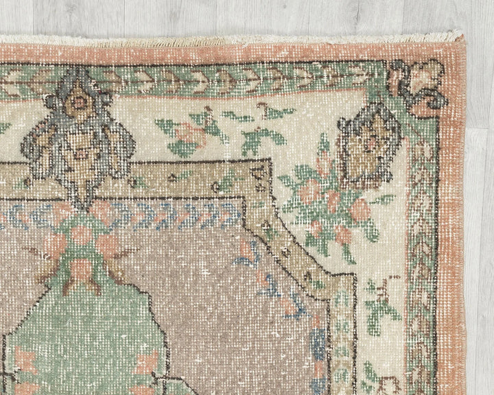 Multicolor Turkish Oushak Rug 7' 9" x 3' 9" Hand-Knotted | No. VR69224
