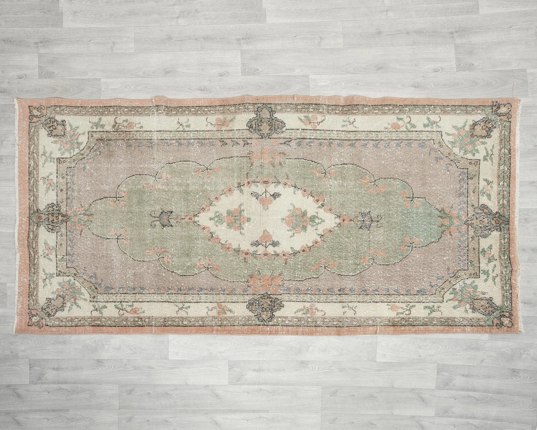 Multicolor Turkish Oushak Rug 7' 9" x 3' 9" Hand-Knotted | No. VR69224