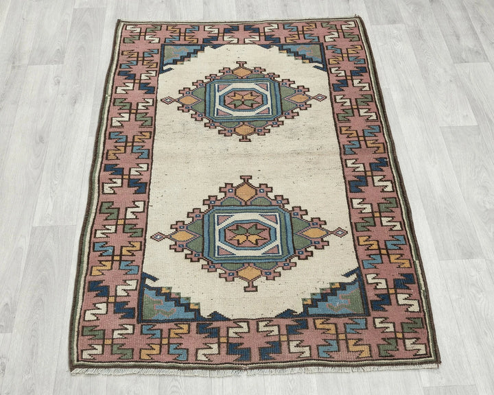 Multicolor Turkish Oushak Rug 3' 1" x 4' 4" Hand-Knotted | No. VR69537