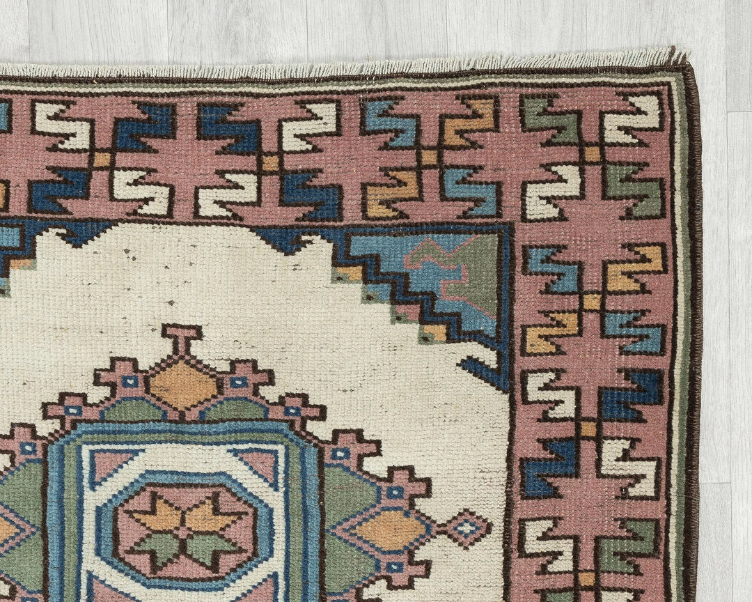 Multicolor Turkish Oushak Rug 3' 1" x 4' 4" Hand-Knotted | No. VR69537